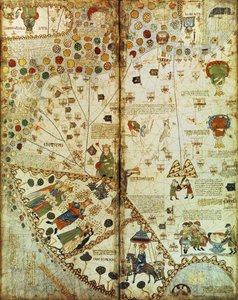 Detalle de un mapa mundial catalán